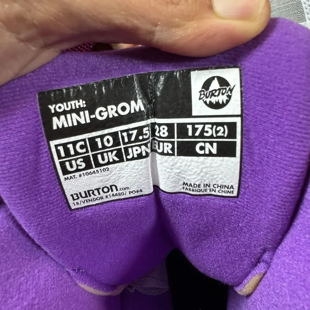 Burton Kids' Mini Grom Snowboard Ski Boots White Purple US Size 11 C